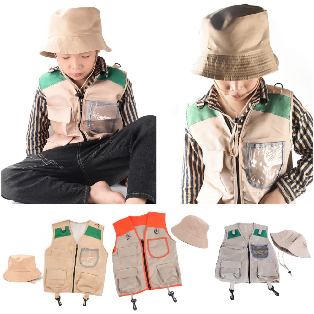 Outdoor Adventure Kit For Kids - Multicolor Kids Explorer Hat Vest Cargo