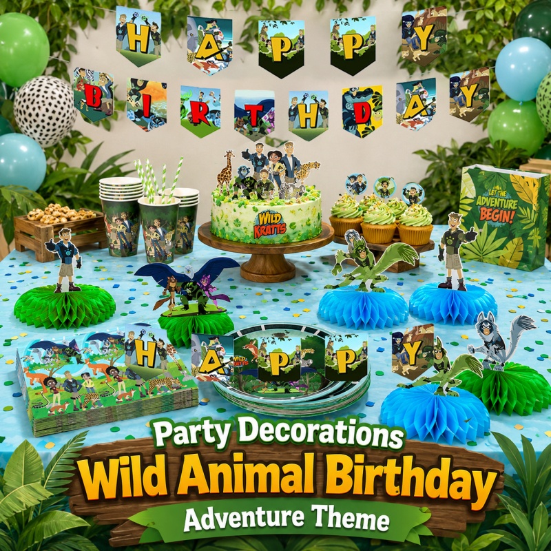 Outdoor Adventure Birthday Party - Wild Kratts Birthday Picnic Portable Party