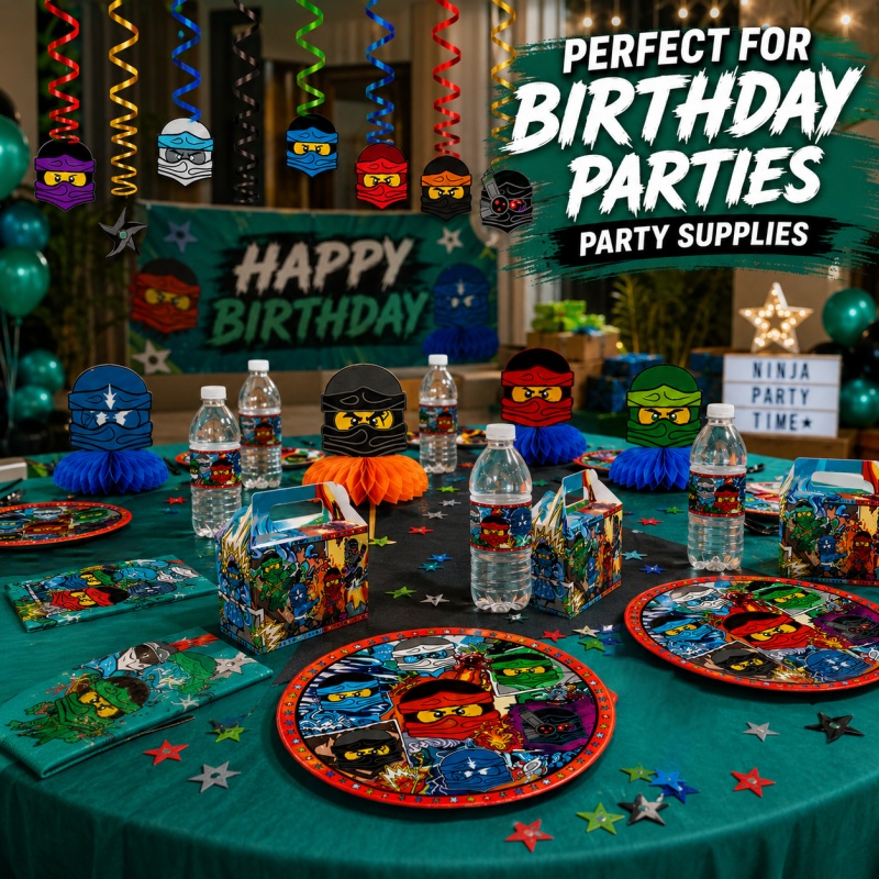 Outdoor Adventure Birthday Party - Ninja Combination Birthday Party Decoration Set